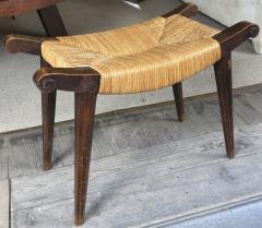 Victor Courtray Victor Courtray superb carved oak 50s tribal stool with good condition rush - 998234