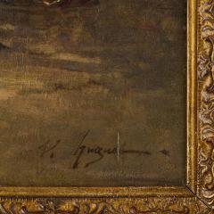 Victor Pierre Huguet Large Orientalist painting of an Arab caravan at a desert well by Huguet - 4467120