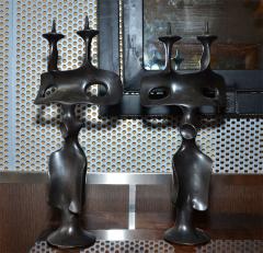 Victor Roman Pair of candelsticks in patinated bronze by Victor Roman - 1197589