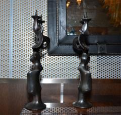 Victor Roman Pair of candelsticks in patinated bronze by Victor Roman - 1197590