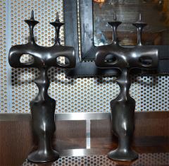 Victor Roman Pair of candelsticks in patinated bronze by Victor Roman - 1197592