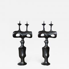 Victor Roman Pair of candelsticks in patinated bronze by Victor Roman - 1197776
