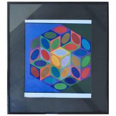 Victor Vasarely Series 1977 Victor Vasarely Colorful Optic Silkscreen - 413521