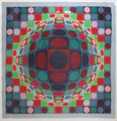 Victor Vasarely Signed Victor Vasarely 1969 Op Art Silk Scarf Screen Print - 1432497