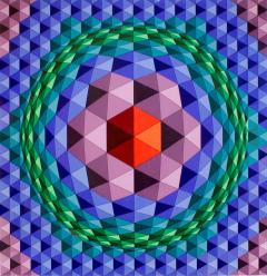 Victor Vasarely Victor Vasarely Geometric Print With Purple Frame 1970s - 275547