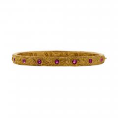 Victorian 18K Gold and Ruby Bangle Bracelet - 4237056