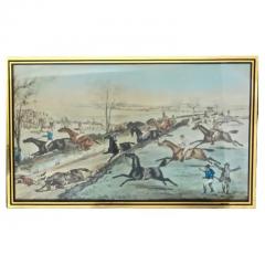 Victorian 19thc British Lithograph of Horse Racing Reverse Glass Matte C 1875 - 3158338