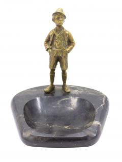 Victorian Black Marble Ashtray with Figure - 4322698