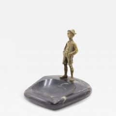 Victorian Black Marble Ashtray with Figure - 4332418