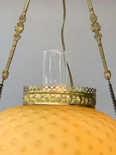 Victorian Brass and Opaline Round Shade Pendant or Chandelier - 2867203