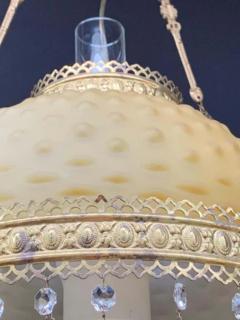 Victorian Brass and Opaline Round Shade Pendant or Chandelier - 2867324