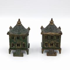 Victorian Cast Iron Pair of Vintage English Architectural Still Banks - 1364142