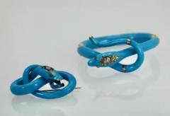Victorian Diamond Enamel Snake Bracelet - 3458879