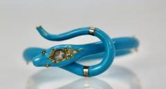 Victorian Diamond Enamel Snake Bracelet - 3458987