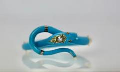 Victorian Diamond Enamel Snake Bracelet - 3458997