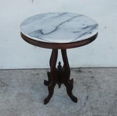 Victorian Eastlake Marble Top Pedestal Side Table - 2683526