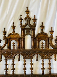 Victorian Eccentric Wooden Headboard Jacobian Style Walnut - 2490368