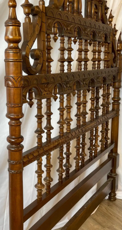 Victorian Eccentric Wooden Headboard Jacobian Style Walnut - 2490376