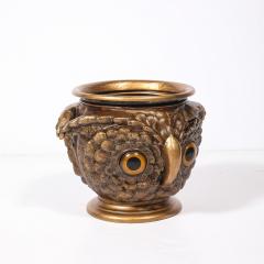 Victorian Era Gilt Bronze Glass Owl Jardiniere - 4377084