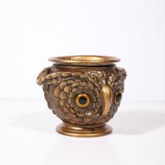Victorian Era Gilt Bronze Glass Owl Jardiniere - 4377093