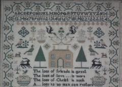 Victorian Folk Art Textile Sampler Dated 1840 by Esther Nunn - 1741029