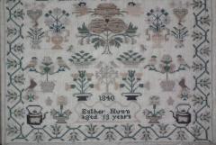 Victorian Folk Art Textile Sampler Dated 1840 by Esther Nunn - 1741031