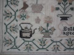 Victorian Folk Art Textile Sampler Dated 1840 by Esther Nunn - 1741033