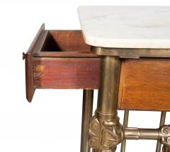 Victorian Mahogany Brass And Marble Table - 4158234