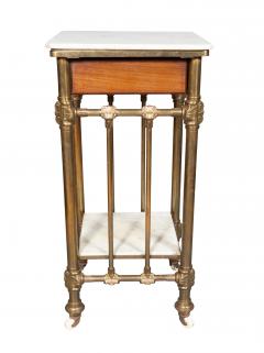 Victorian Mahogany Brass And Marble Table - 4158237