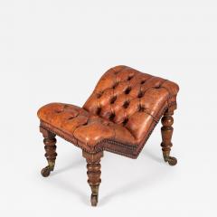 Victorian Mahogany Buttoned Leather Gout Footstool - 2813286