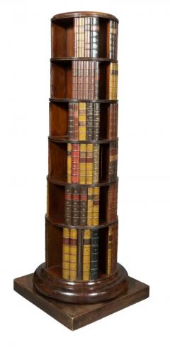 Victorian Mahogany Circular Leather Bound Bookcase - 4149502