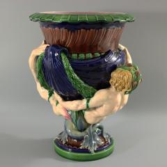 Victorian Minton Majolica Marine Mermen Jardiniere Pink Interior - 2961171