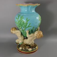 Victorian Minton Majolica Marine Vase with Merboys - 3394645