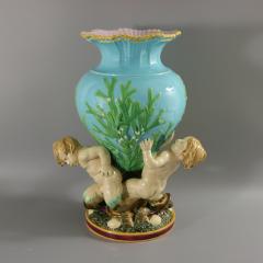 Victorian Minton Majolica Marine Vase with Merboys - 3394646