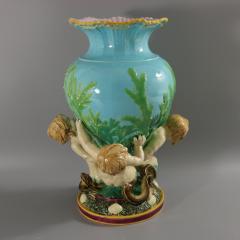 Victorian Minton Majolica Marine Vase with Merboys - 3394649