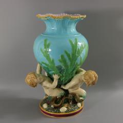 Victorian Minton Majolica Marine Vase with Merboys - 3394650