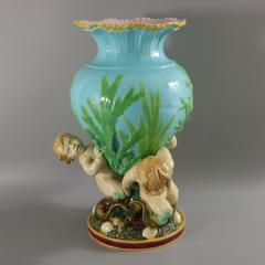 Victorian Minton Majolica Marine Vase with Merboys - 3394651