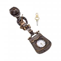 Victorian Niello WatchKey wound watch with equestrian style case and chatelaine - 1362676