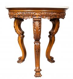 Victorian Oak And Inlaid Marble Center Table - 4810242