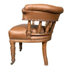 Victorian Oak And Leather Desk Chair - 4253852