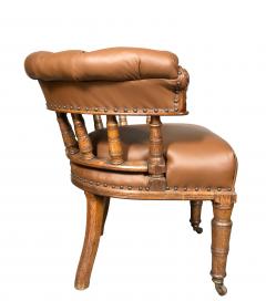 Victorian Oak And Leather Desk Chair - 4253856
