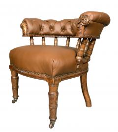 Victorian Oak And Leather Desk Chair - 4253858