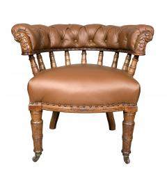 Victorian Oak And Leather Desk Chair - 4253878