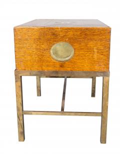 Victorian Oak Campaign Document Box On Brass Base - 4382654