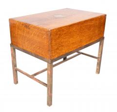 Victorian Oak Campaign Document Box On Brass Base - 4382729