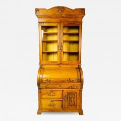 Victorian Oak Cylinder Top Secretary Desk CA 1890s - 2729830