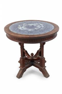 Victorian Oak and Chinese Porcelain Inlay Center Table - 2798038