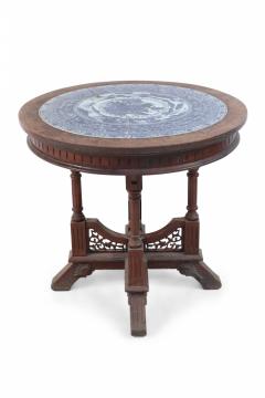 Victorian Oak and Chinese Porcelain Inlay Center Table - 2798040