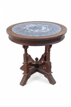 Victorian Oak and Chinese Porcelain Inlay Center Table - 2798042