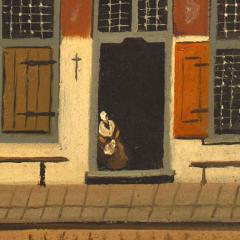 Victorian Oil Painting of Red Building - 4517053